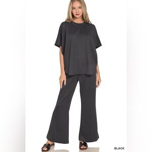 Zenana Scuba Curbed Hem Top & Pants Set